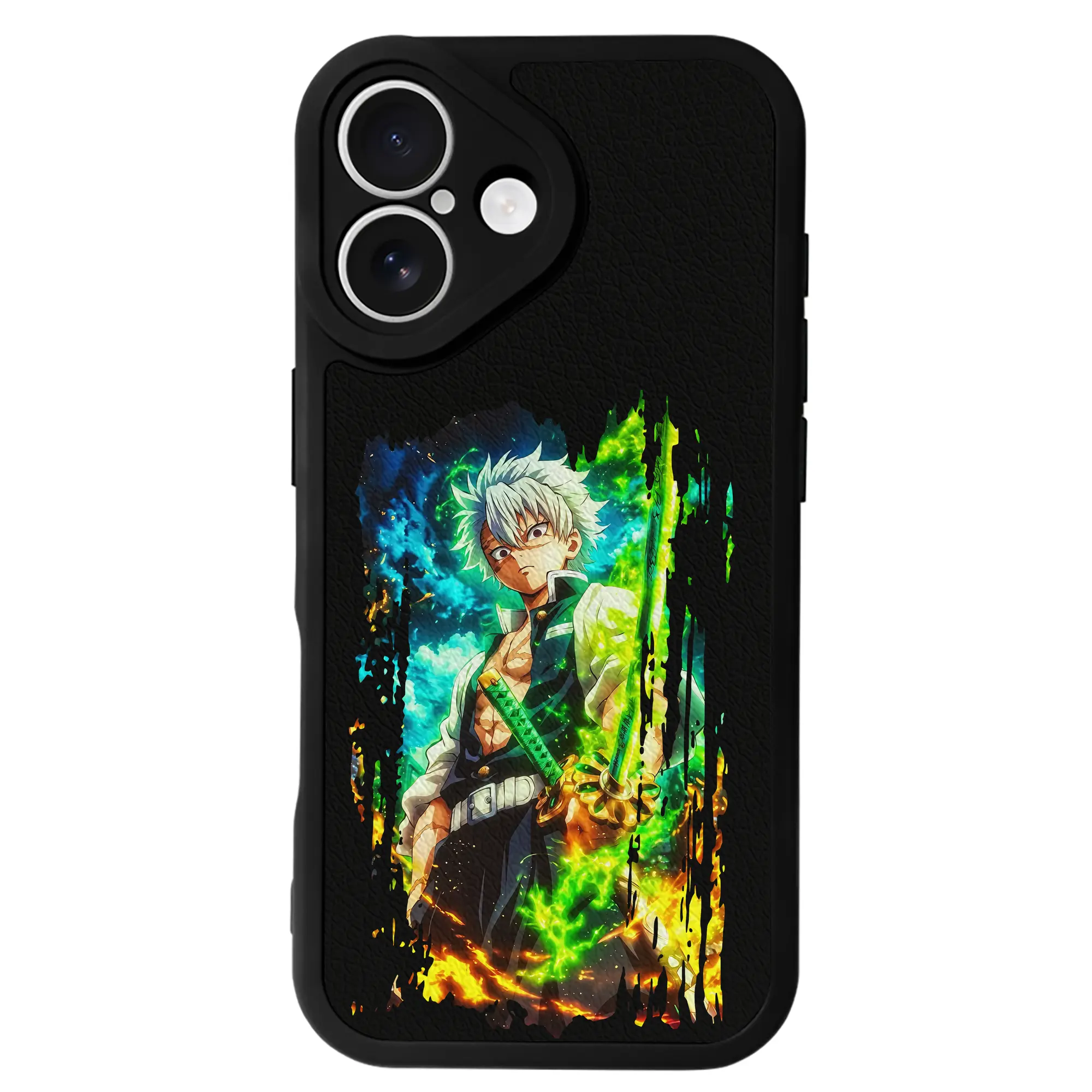 鬼滅の刃 グッズ,不死川 実弥 - IPhone 16シリーズ対応 ・ シリコンスマホケース ・ レザー調 ・ 高精度フィット ・ 耐衝撃 ・ ワイヤレス充電対応 ・ 精密カット